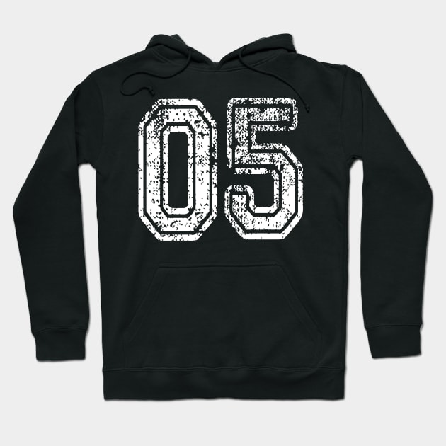 Number 05 Grungy in white Hoodie by Sterling